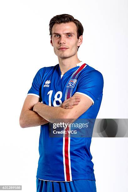 Elmar Bjarnason of Iceland poses during the team presentation ahead of the 2017 Gree China Cup International Football Championship on January 8, 2017...