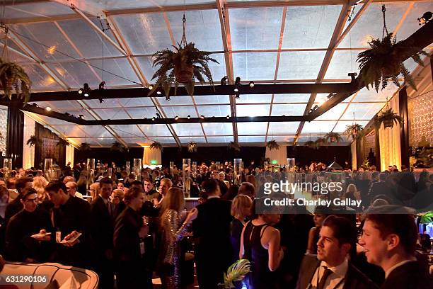 View of the atmosphere at The Weinstein Company and Netflix Golden Globes Party presented with Landmark Vineyards at The Beverly Hilton Hotel on...
