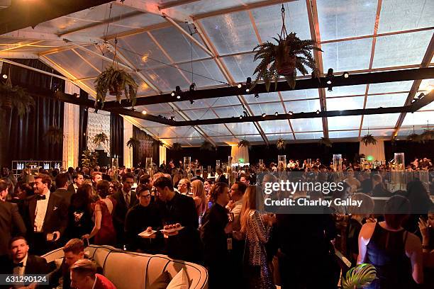 View of the atmosphere at The Weinstein Company and Netflix Golden Globes Party presented with Landmark Vineyards at The Beverly Hilton Hotel on...