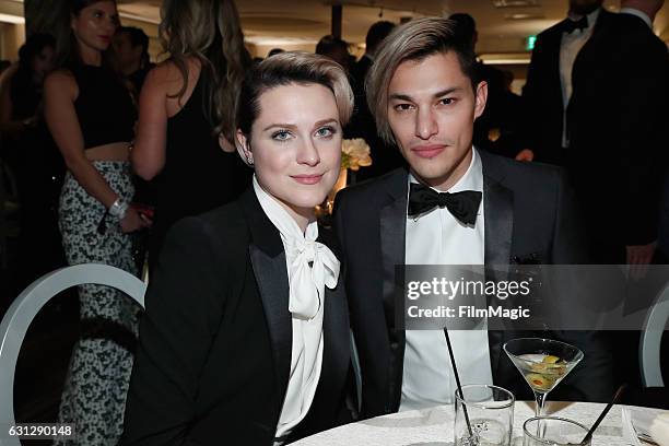 Actress Evan Rachel Wood and Zach Villa of Rebel and a Basketcase attend HBO's Official Golden Globe Awards After Party at Circa 55 Restaurant on...