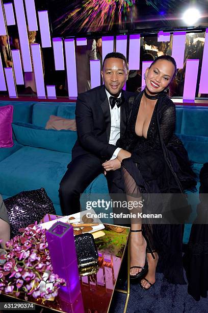 John Legend and Chrissy Teigen attend The 2017 InStyle and Warner Bros. 73rd Annual Golden Globe Awards Post-Party at The Beverly Hilton Hotel on...