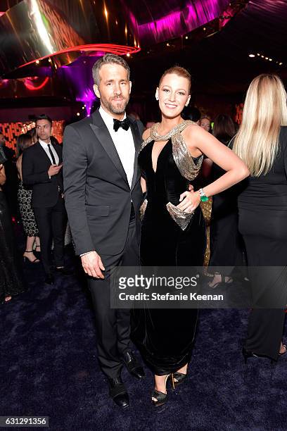 Actors Ryan Reynolds and Blake Lively attend The 2017 InStyle and Warner Bros. 73rd Annual Golden Globe Awards Post-Party at The Beverly Hilton Hotel...