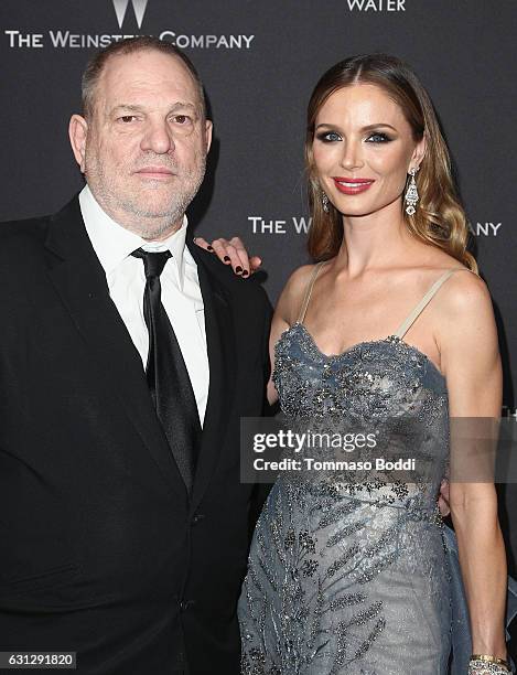 Producer Harvey Weinstein and fashion designer Georgina Chapman attend The Weinstein Company and Netflix Golden Globe Party, presented with FIJI...