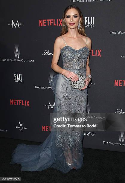 Fashion designer Georgina Chapman attends The Weinstein Company and Netflix Golden Globe Party, presented with FIJI Water, Grey Goose Vodka, Lindt...