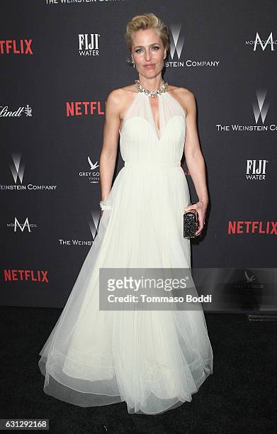 Gillian Anderson attends The Weinstein Company and Netflix Golden Globe Party, presented with FIJI Water, Grey Goose Vodka, Lindt Chocolate, and...