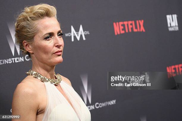 Gillian Anderson attends The Weinstein Company and Netflix Golden Globe Party, presented with FIJI Water, Grey Goose Vodka, Lindt Chocolate, and...