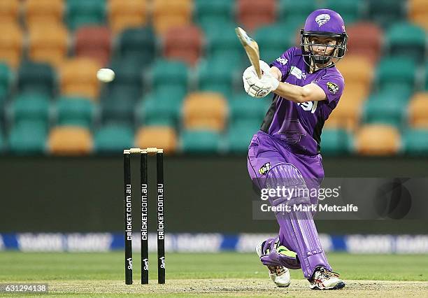 Georgia Redmayne of the Hurricanes bats during the Women's Big Bash League match between the Brisbane Heat and the Hobart Hurricanes at Blundstone...