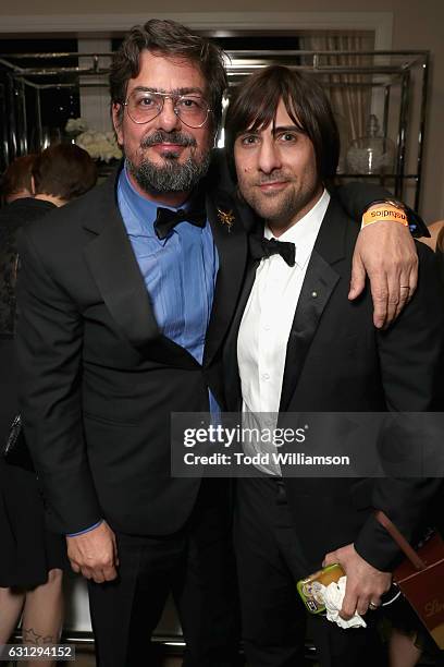 Producer Roman Coppola and actor Jason Schwartzman attend Amazon Studios Golden Globes Celebration at The Beverly Hilton Hotel on January 8, 2017 in...