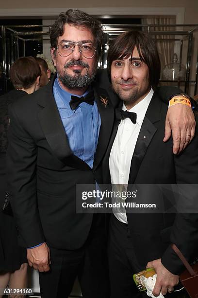 Producer Roman Coppola and actor Jason Schwartzman attend Amazon Studios Golden Globes Celebration at The Beverly Hilton Hotel on January 8, 2017 in...