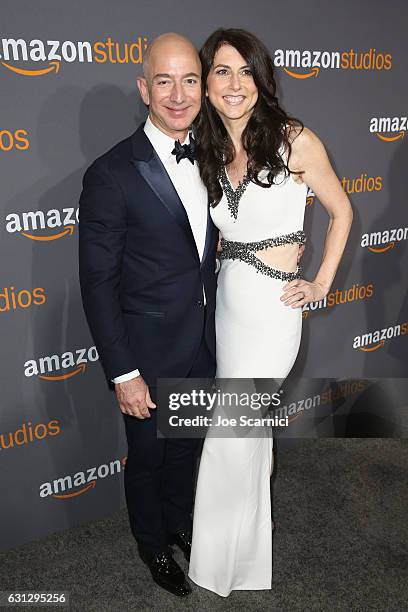 Amazon Founder/CEO Jeff Bezos and MacKenzie Bezos attend Amazon Studios Golden Globes Celebration at The Beverly Hilton Hotel on January 8, 2017 in...