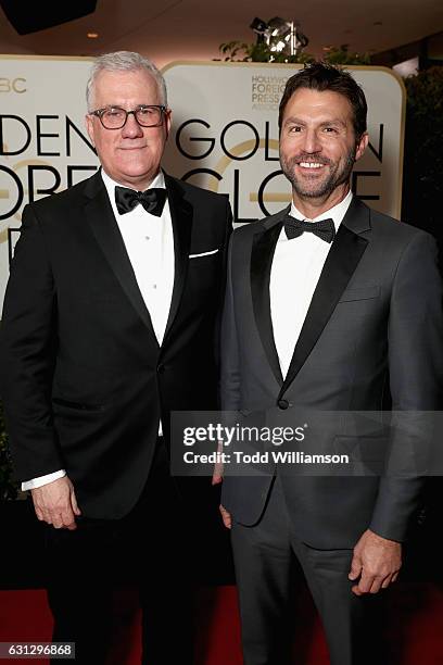 David Linde and Jonathan King attend the 74th Annual Golden Globe Awards at The Beverly Hilton Hotel on January 8, 2017 in Beverly Hills, California.