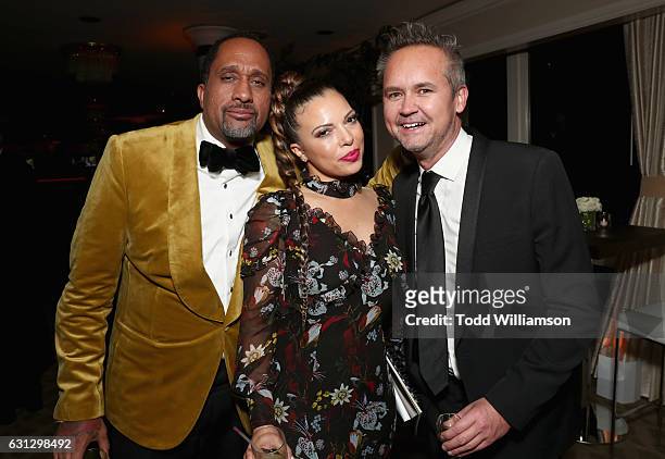 Producer Kenya Barris, Dr. Rainbow Edwards-Barris, and Head of Amazon Studios Roy Price attend Amazon Studios Golden Globes Celebration at The...