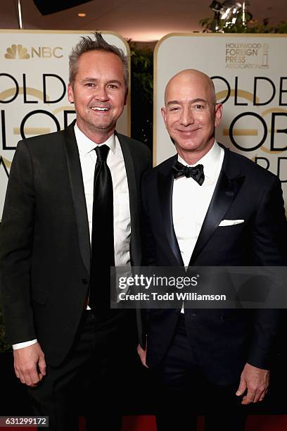 Head of Amazon Studios Roy Price and Jeff Bezos, Chief Executive Officer of Amazon attend the 74th Annual Golden Globe Awards at The Beverly Hilton...