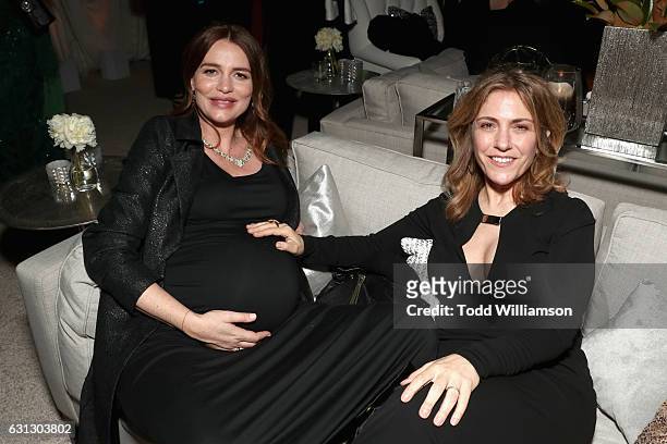 Actress Saffron Burrows and Alison Balian attend Amazon Studios Golden Globes Celebration at The Beverly Hilton Hotel on January 8, 2017 in Beverly...