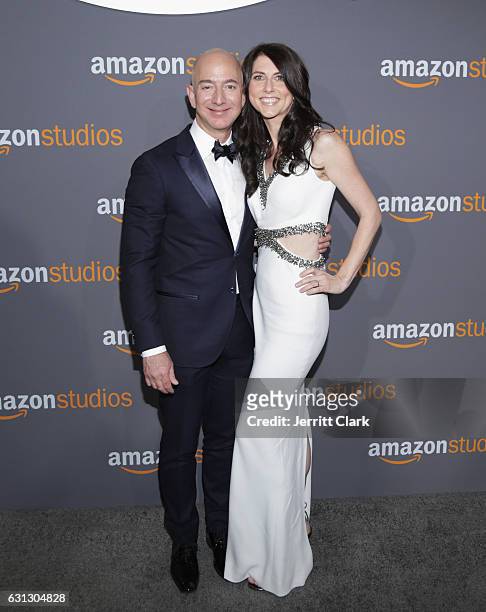 Amazon Founder/CEO Jeff Bezos and MacKenzie Bezos attend the Amazon Studios Golden Globes Party at The Beverly Hilton Hotel on January 8, 2017 in...