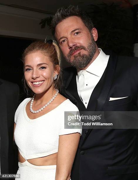 Sienna Miller and Ben Affleck attend Amazon Studios Golden Globes Celebration at The Beverly Hilton Hotel on January 8, 2017 in Beverly Hills,...