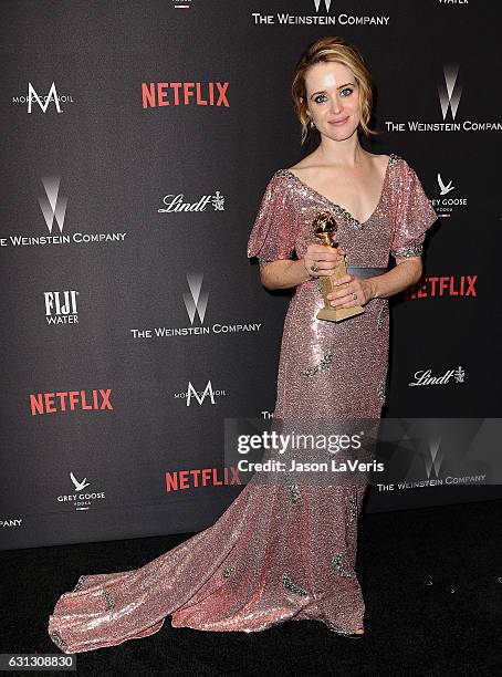 Actress Claire Foy attends the 2017 Weinstein Company and Netflix Golden Globes after party on January 8, 2017 in Los Angeles, California.