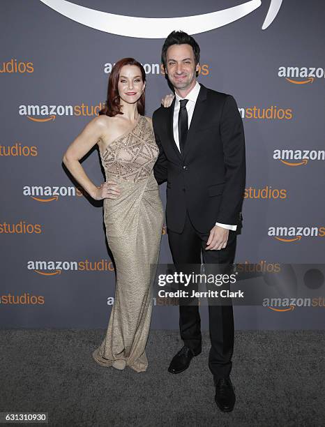 Actors Annie Wersching and Stephen Full attend the Amazon Studios Golden Globes Party at The Beverly Hilton Hotel on January 8, 2017 in Beverly...