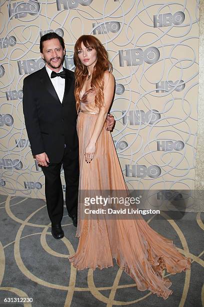Clifton Collins Jr. And Francesca Eastwood arrive at HBO's Official Golden Globe Awards after party at the Circa 55 Restaurant on January 8, 2017 in...