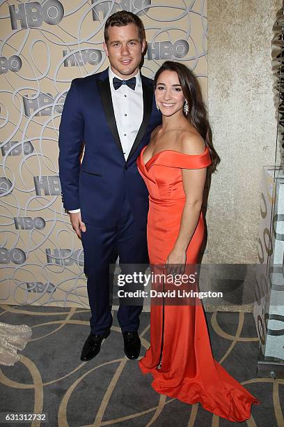 Aly Raisman and Colton Underwood arrive at HBO's Official Golden Globe Awards after party at the Circa 55 Restaurant on January 8, 2017 in Los...