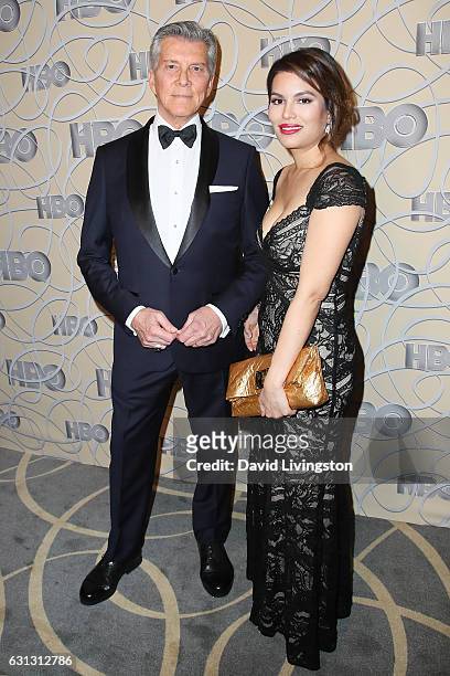 Announcer Michael Buffer and Christine Buffer arrive at HBO's Official Golden Globe Awards after party at the Circa 55 Restaurant on January 8, 2017...