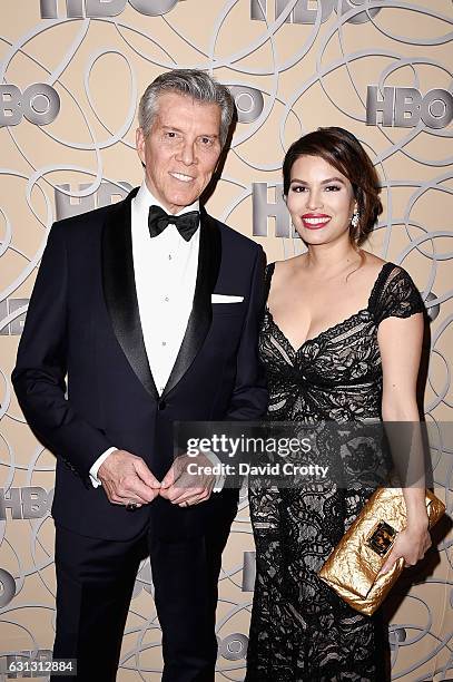 Michael Buffer and Christine Buffer attend HBO's Official Golden Globe Awards After Party - Arrivals at Circa 55 Restaurant on January 8, 2017 in Los...