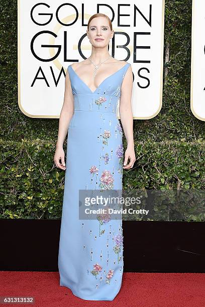Jessica Chastain attends the 74th Annual Golden Globe Awards - Arrivals at The Beverly Hilton Hotel on January 8, 2017 in Beverly Hills, California.