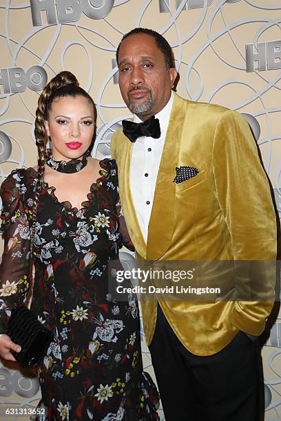 Producer Kenya Barris and Dr. Rainbow Edwards-Barris arrive at HBO's Official Golden Globe Awards after party at the Circa 55 Restaurant on January...