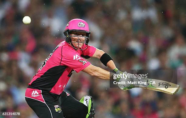 Brad Haddin of the Sixers bats during the Big Bash League match between the Sydney Sixers and the Melbourne Renegades at Sydney Cricket Ground on...