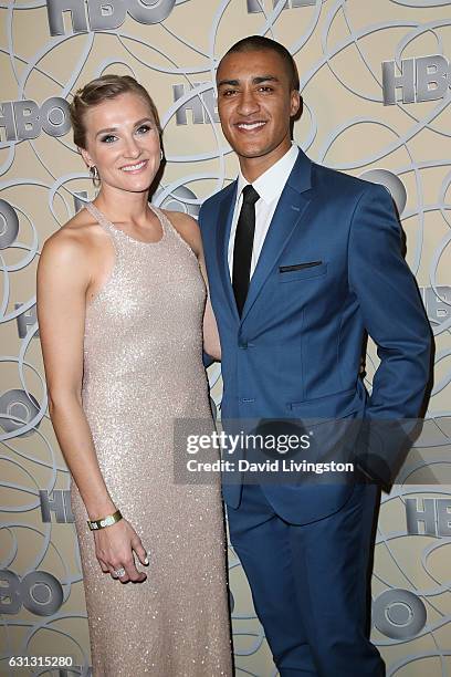 Brianne Theisen-Eaton and Ashton Eaton arrive at HBO's Official Golden Globe Awards after party at the Circa 55 Restaurant on January 8, 2017 in Los...