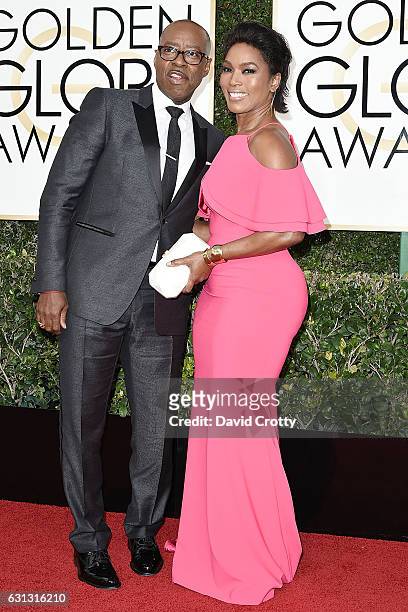 Courtney B. Vance and Angela Bassett attend the 74th Annual Golden Globe Awards - Arrivals at The Beverly Hilton Hotel on January 8, 2017 in Beverly...