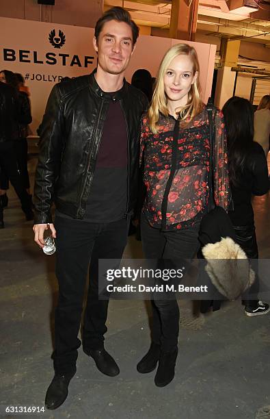 Max Brown and Annabelle Horsey attend the Belstaff presentation during London Fashion Week Men's January 2017 collections at Ambika P3 on January 9,...