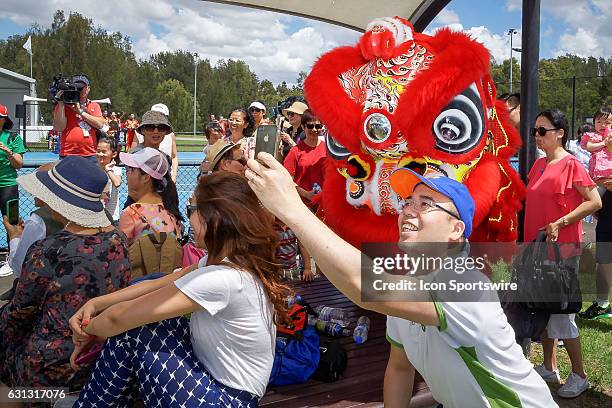 Members of the Chinese community enjoyed a Lion Dance to welcome China's top ranked player Zhang Shuai to the Apia International Sydney 2017 on...