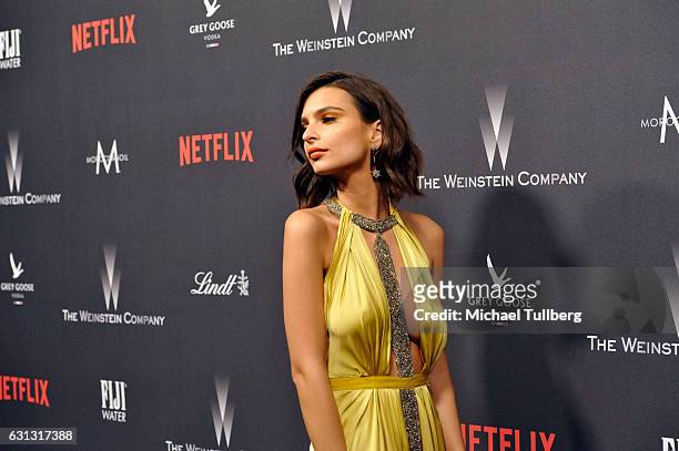 Actress Emily Ratajkowski attends The Weinstein Company and Netflix Golden Globe Party on January 8, 2017 in Los Angeles, California.