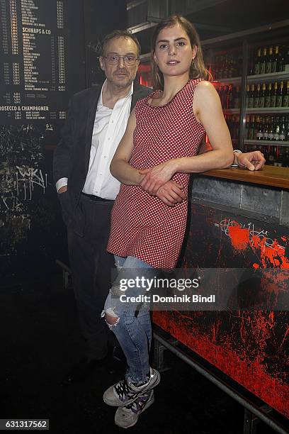 Josef Hader and Hannah Hoekstra pose during the 'Arthur & Claire' set visit on January 9, 2017 in Munich, Germany.