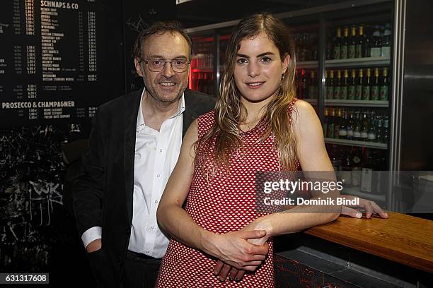 Josef Hader and Hannah Hoekstra pose during the 'Arthur & Claire' set visit on January 9, 2017 in Munich, Germany.