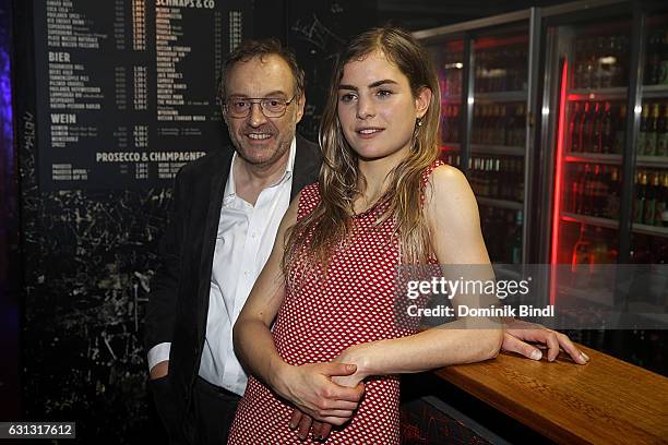 Josef Hader and Hannah Hoekstra pose during the 'Arthur & Claire' set visit on January 9, 2017 in Munich, Germany.