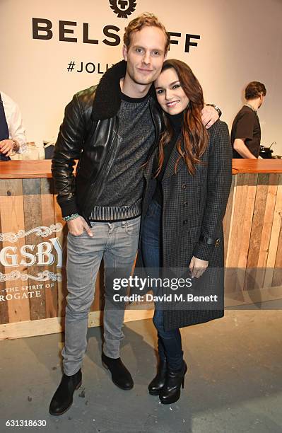 Jack Fox and Samantha Barks attend the Belstaff presentation during London Fashion Week Men's January 2017 collections at Ambika P3 on January 9,...
