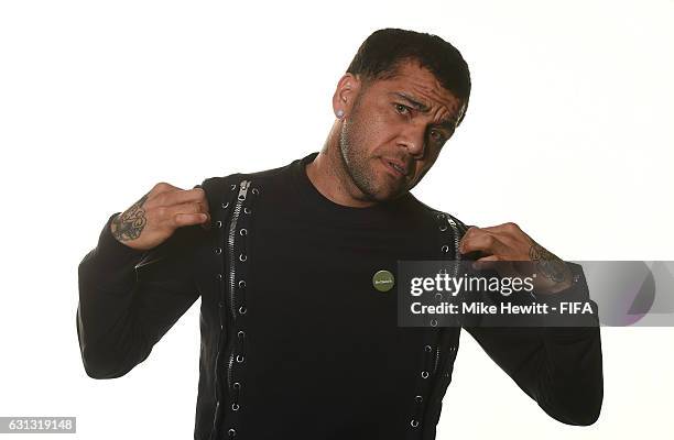 Dani Alves of Brazil and Juventus poses prior to The Best FIFA Football Awards at Kameha Zurich Hotel on January 9, 2017 in Zurich, Switzerland.