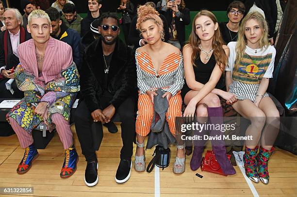 Kyle De'Volle, Tinie Tempah, Raye, Lelu Rolland and Lyza Strummer attend the Vivienne Westwood show during London Fashion Week Men's January 2017...