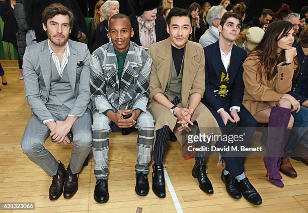 Robert Konjic, Eric Underwood, Hu Bing, RJ Mitte and Doina Ciobanu attend the Vivienne Westwood show during London Fashion Week Men's January 2017...