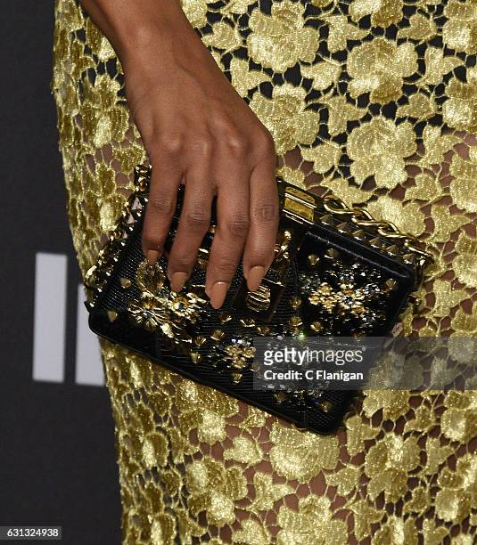 Actress Kerry Washington, purse detail, arrives at the 18th Annual Post-Golden Globes Party hosted by Warner Bros. Pictures and InStyle at The...