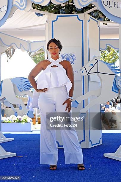 Media personality Boity Thulo poses during the 2017 annual L'Ormarins Queens Plate horse-racing event at the Kenilworth racetrack on January 07, 2016...