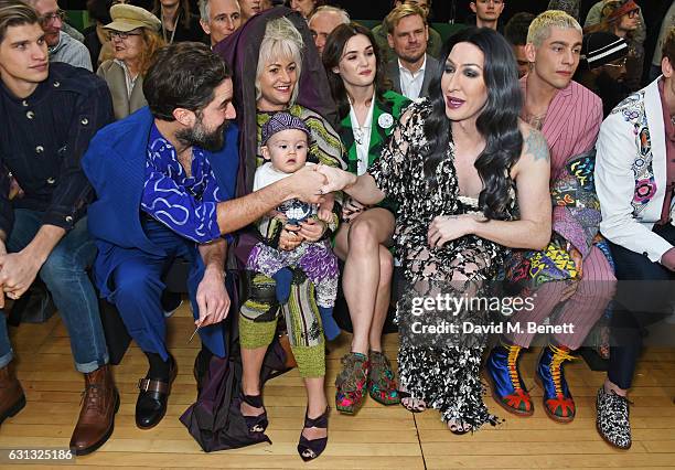 Toby Huntington-Whiteley, Jack Guinness, Jaime Winstone with Baby Ray, Sai Bennett, Detox Icunt and Kyle De'Volle attend the Vivienne Westwood show...