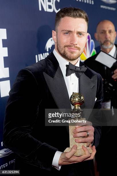 Actor Aaron Taylor-Johnson, winner of Best Supporting Actor in a Motion Picture for 'Nocturnal Animals' arrives at the NBCUniversal's 74th Annual...