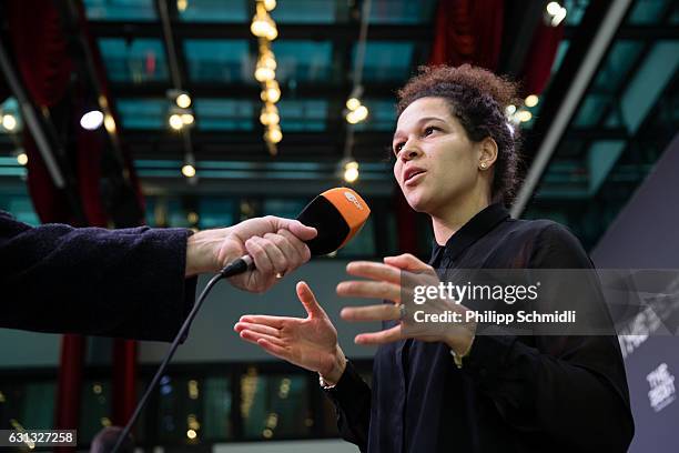 Celia Sasic attends a press conference prior to The Best FIFA Football Awards 2016 at the Kameha Grand Zurich hotel on January 9, 2017 in Zurich,...