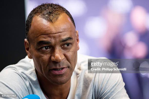 Cafu attends a press conference prior to The Best FIFA Football Awards 2016 at the Kameha Grand Zurich hotel on January 9, 2017 in Zurich,...