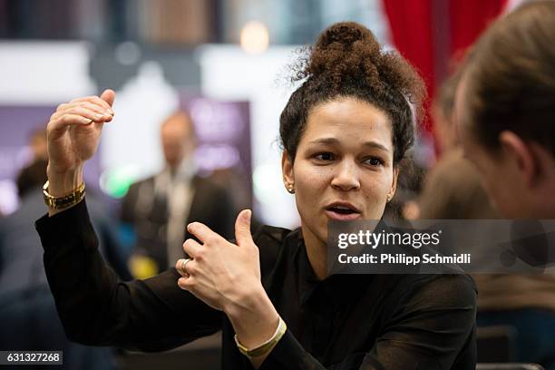 Celia Sasic attends a press conference prior to The Best FIFA Football Awards 2016 at the Kameha Grand Zurich hotel on January 9, 2017 in Zurich,...