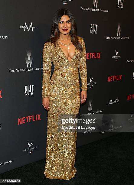 Priyanka Chopra attends The Weinstein Company and Netflix Golden Globe Party, presented with FIJI Water, Grey Goose Vodka, Lindt Chocolate, and...