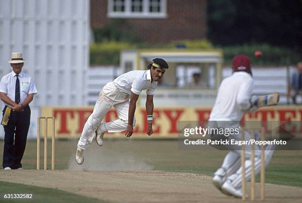 Waqar Younis bowling for Surrey during a county match between Hampshire and Surrey at the County Ground, Southampton, 23rd August 1990.